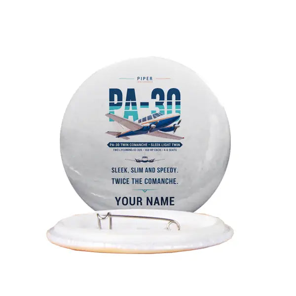 Piper PA-30 Twin Comanche - Original + Name - Pin - White