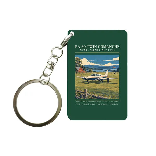 Piper PA-30 Twin Comanche - Poster - Key Chain - Dark Green
