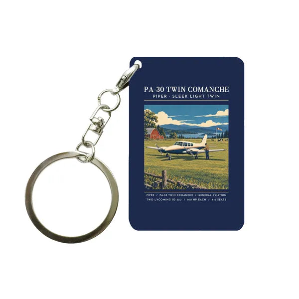 Piper PA-30 Twin Comanche - Poster - Key Chain - Navy Blue
