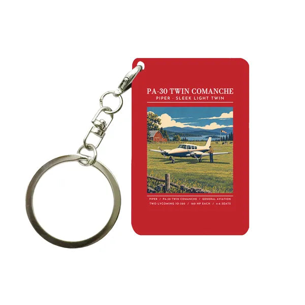 Piper PA-30 Twin Comanche - Poster - Key Chain - Red