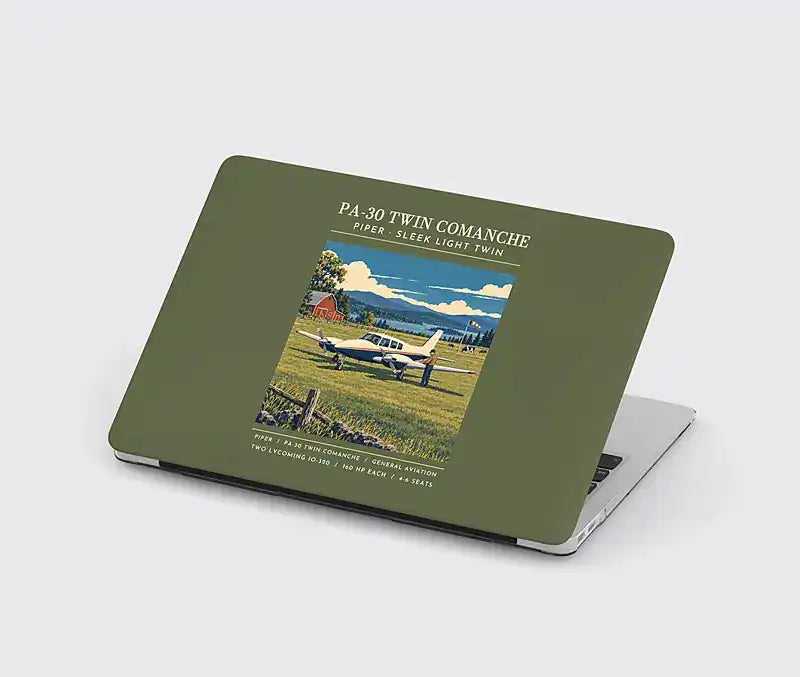 Piper PA-30 Twin Comanche - Poster - MacBook Case - Green Army