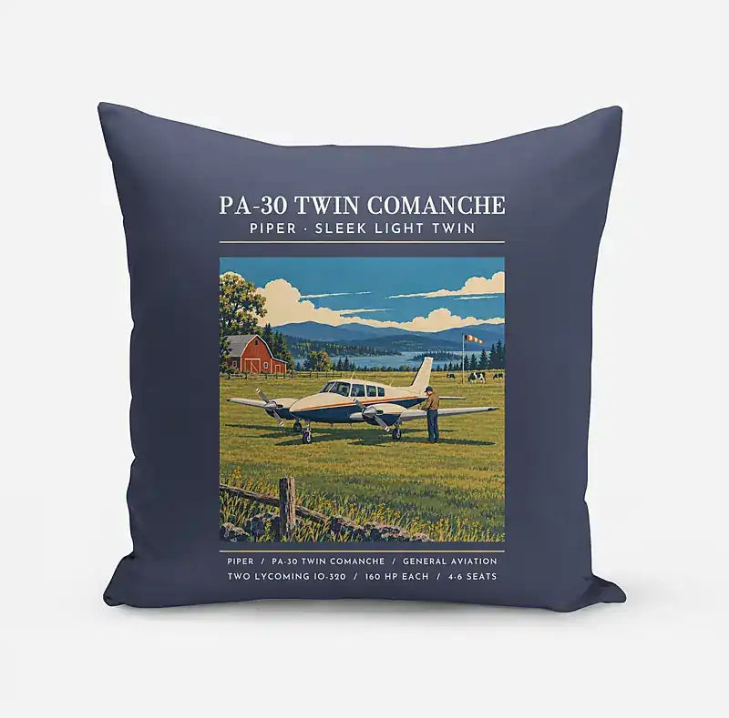 Piper PA-30 Twin Comanche - Poster - Pillow - Navy Blue