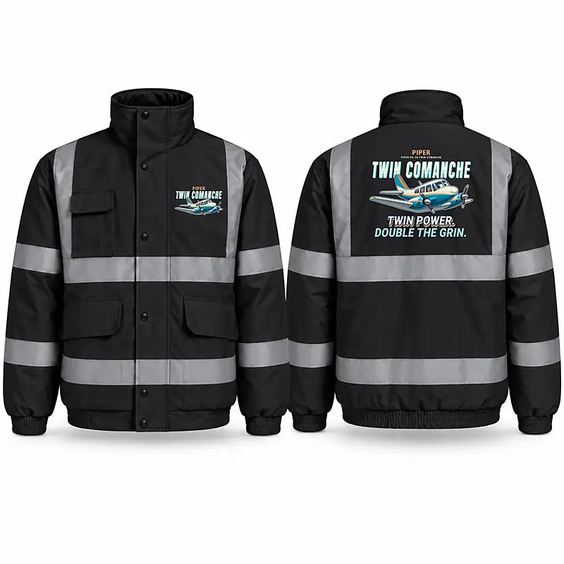 Piper PA-30 Twin Comanche Reflective Winter Jackets - Cartoon - Black