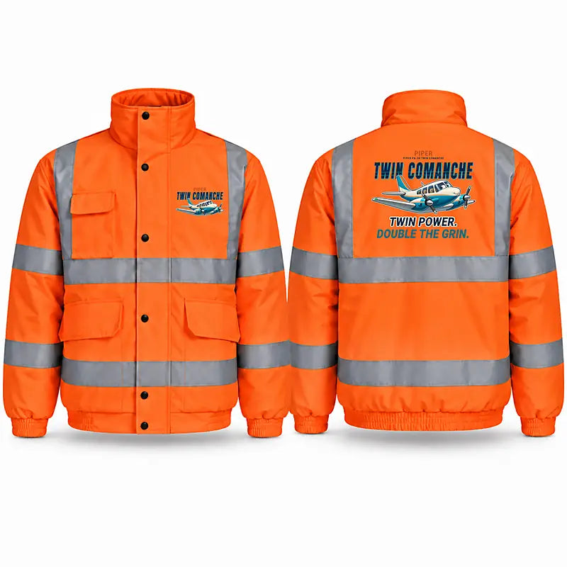 Piper PA-30 Twin Comanche Reflective Winter Jackets - Cartoon - Orange