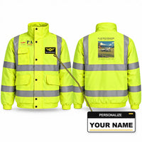 Thumbnail for Piper PA-30 Twin Comanche Reflective Winter Jackets - Poster + Name - Fluorescent Yellow