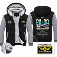 Thumbnail for Piper PA-30 Twin Comanche Zipped Sweatshirts - Original + Name - Black & Gray
