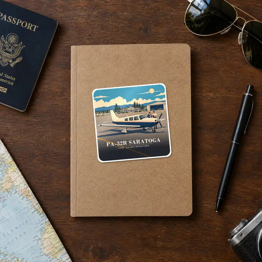 Piper PA-32R Saratoga - 3D - Square Sticker - Notebook