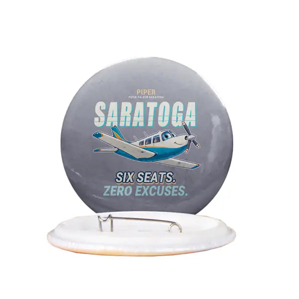 Piper PA-32R Saratoga - Cartoon - Pin - Gray