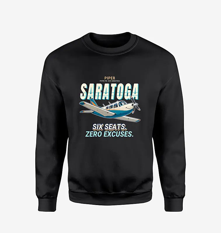 Piper PA-32R Saratoga - Cartoon - Sweatshirt - Black