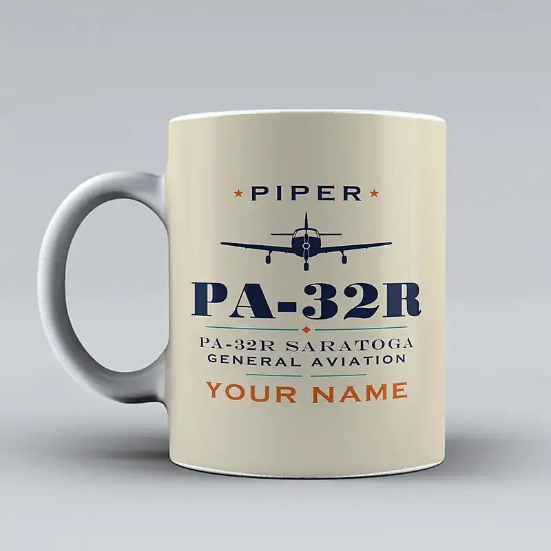 Piper PA-32R Saratoga - Heritage + Name - Mug - Beige