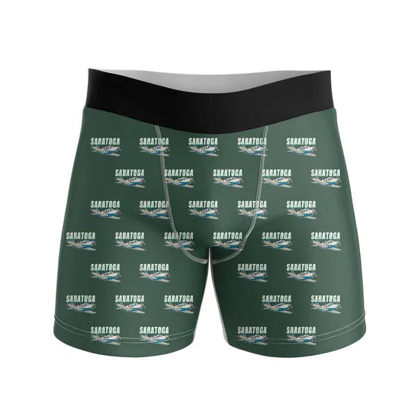 Piper PA-32R Saratoga - Men Boxers - Cartoon Pattern - Dark Green