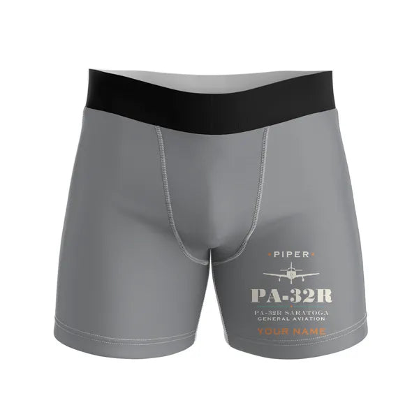 Piper PA-32R Saratoga - Men Boxers - Heritage + Name - Gray
