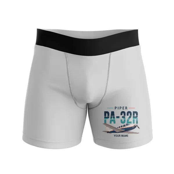 Piper PA-32R Saratoga - Men Boxers - Original + Name - Light Gray