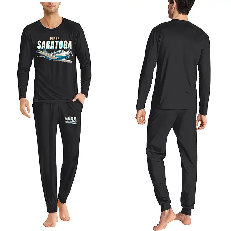 Piper PA-32R Saratoga - Men Pajamas - Cartoon Chest - Black
