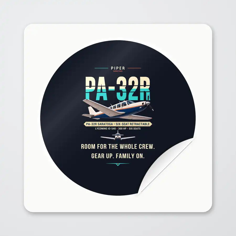 Piper PA-32R Saratoga - Original - Circle Sticker - Peel