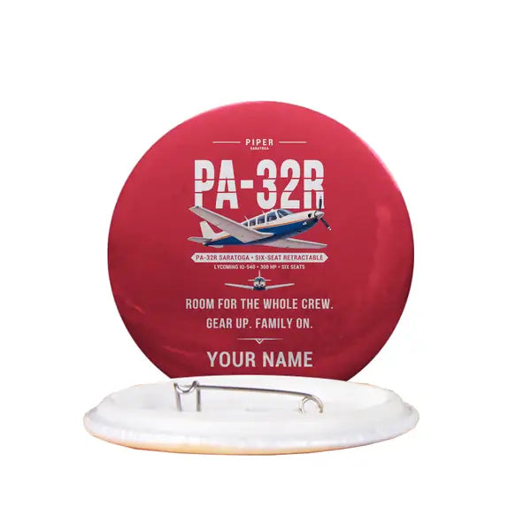 Piper PA-32R Saratoga - Original + Name - Pin - Red