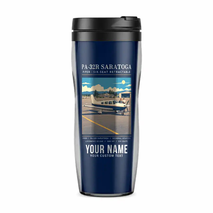 Piper PA-32R Saratoga - Poster + Name - Plastic (No Holder) - Dark Blue