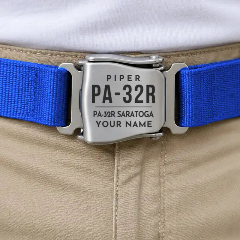 Piper PA-32R Saratoga - Seat Belt - Tag + Name - Blue