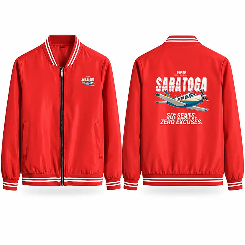 Piper PA-32R Saratoga Stylish Jackets - Baseball Collar - Cartoon - Red