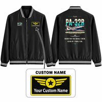 Thumbnail for Piper PA-32R Saratoga Stylish Jackets - Baseball Collar - Original + Name - Black