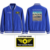 Thumbnail for Piper PA-32R Saratoga Stylish Jackets - Baseball Collar - Poster + Name - Royal Blue