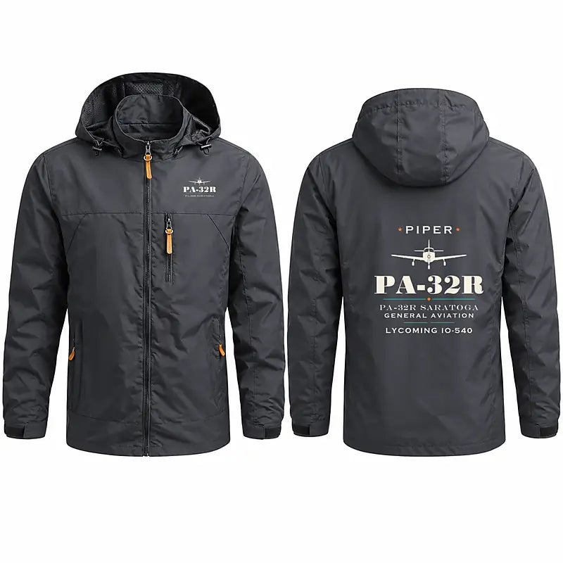 Piper PA-32R Saratoga Stylish Jackets - Hooded Windbreaker - Heritage - Charcoal