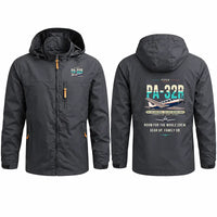 Thumbnail for Piper PA-32R Saratoga Stylish Jackets - Hooded Windbreaker - Original - Charcoal