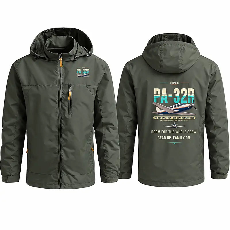 Piper PA-32R Saratoga Stylish Jackets - Hooded Windbreaker - Original - Olive Green