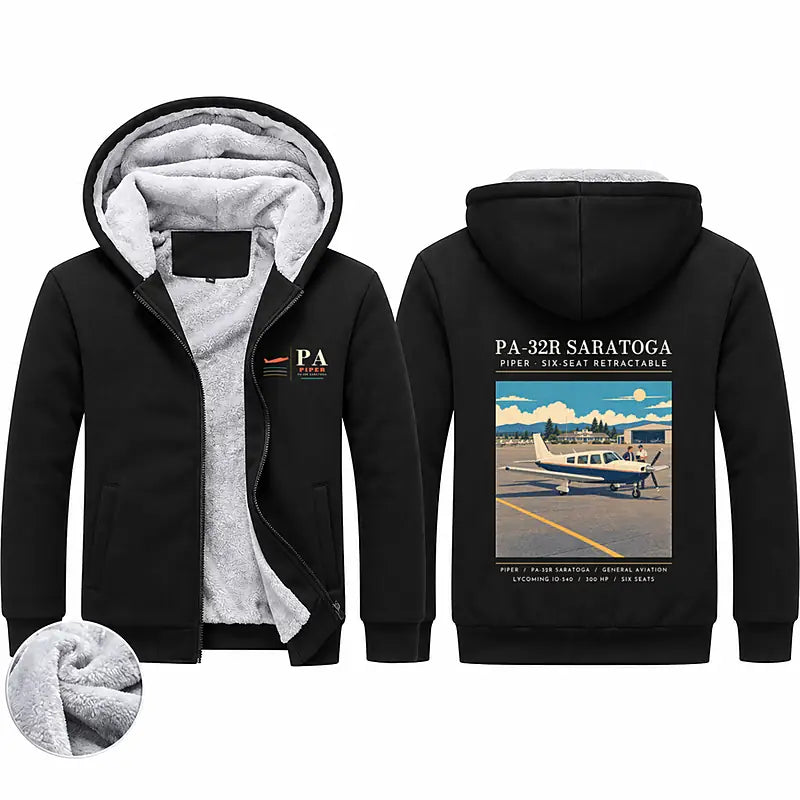 Piper PA-32R Saratoga Zipped Sweatshirts - Poster - Black