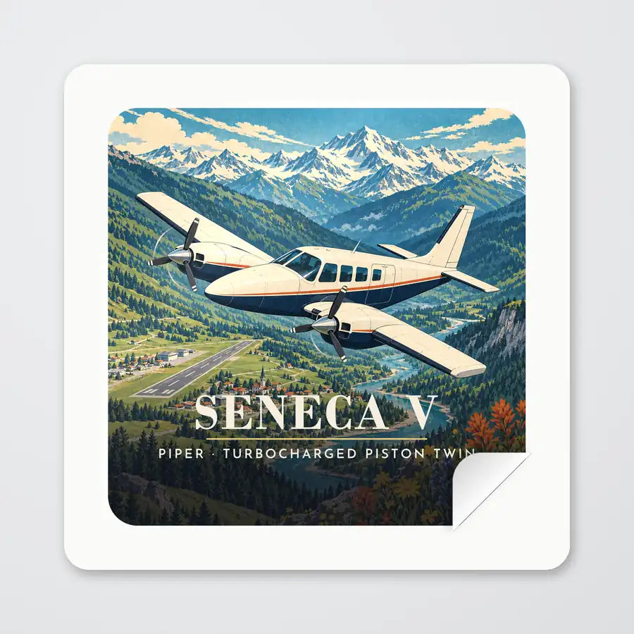 Piper PA-34-220T Seneca V - 3D - Square Sticker - Peel