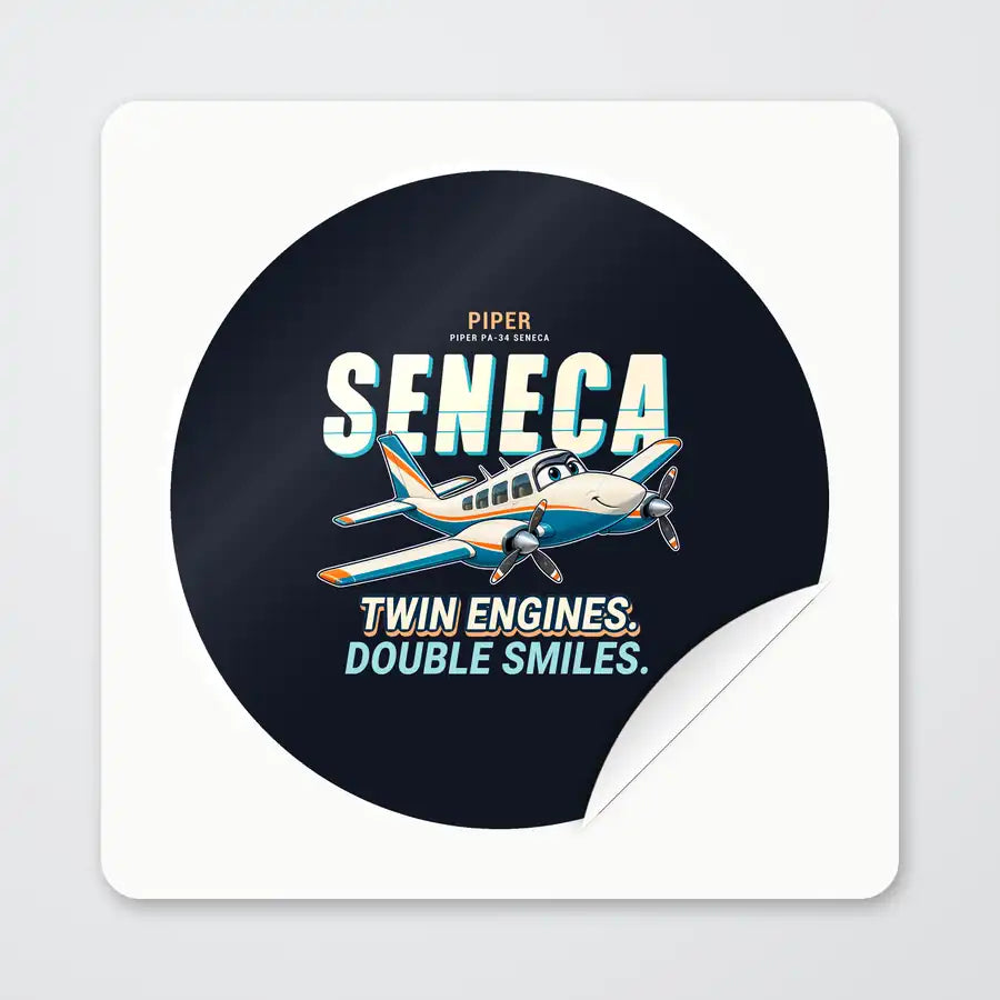 Piper PA-34-220T Seneca V - Cartoon - Circle Sticker - Peel
