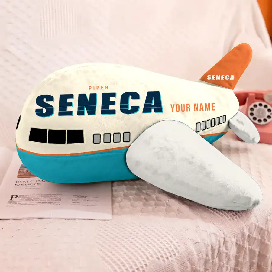 Piper PA-34-220T Seneca V - Cartoon + Name - Airplane Pillow