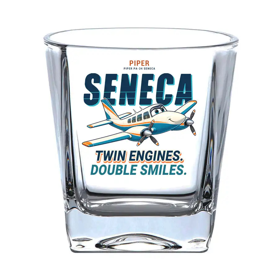 Piper PA-34-220T Seneca V - Cartoon - Whiskey Glass