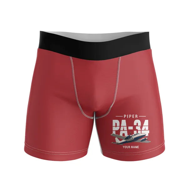 Piper PA-34-220T Seneca V - Men Boxers - Original + Name - Red