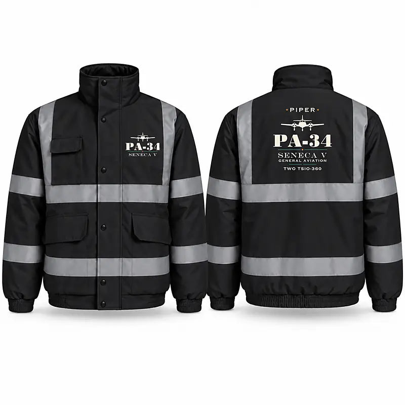 Piper PA-34-220T Seneca V Reflective Winter Jackets - Heritage - Black