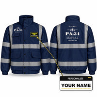 Thumbnail for Piper PA-34-220T Seneca V Reflective Winter Jackets - Heritage + Name - Navy Blue