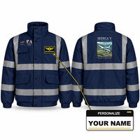 Thumbnail for Piper PA-34-220T Seneca V Reflective Winter Jackets - Poster + Name - Navy Blue