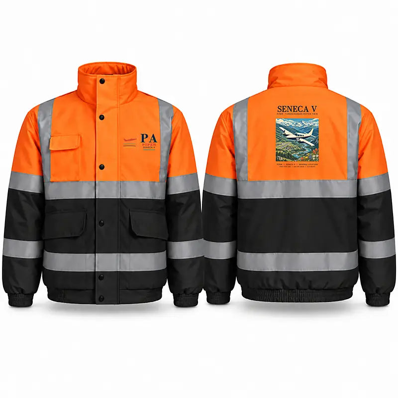 Piper PA-34-220T Seneca V Reflective Winter Jackets - Poster - Orange & Navy