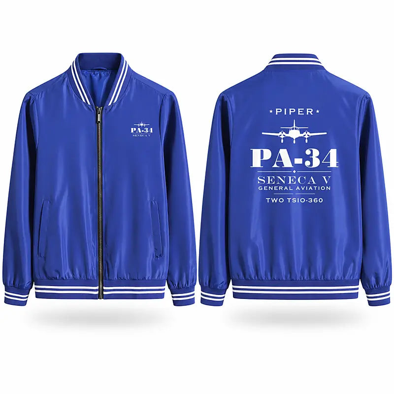 Piper PA-34-220T Seneca V Stylish Jackets - Baseball Collar - Heritage - Royal Blue