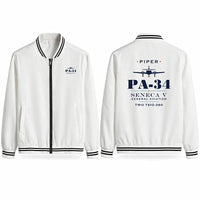 Thumbnail for Piper PA-34-220T Seneca V Stylish Jackets - Baseball Collar - Heritage - White