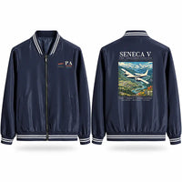 Thumbnail for Piper PA-34-220T Seneca V Stylish Jackets - Baseball Collar - Poster - Navy Blue
