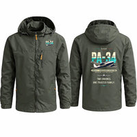 Thumbnail for Piper PA-34-220T Seneca V Stylish Jackets - Hooded Windbreaker - Original - Olive Green