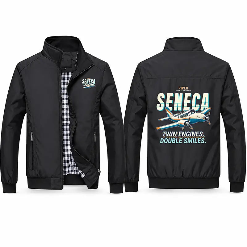 Piper PA-34-220T Seneca V Stylish Jackets - Stand Collar - Cartoon - Black