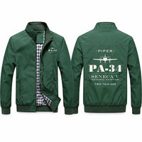 Thumbnail for Piper PA-34-220T Seneca V Stylish Jackets - Stand Collar - Heritage - Green