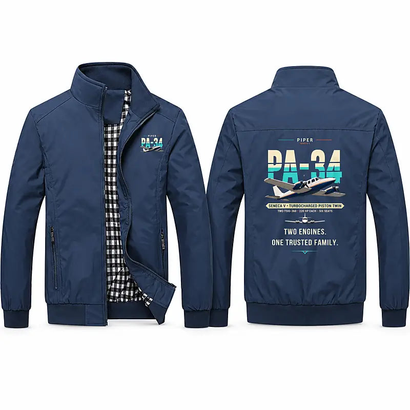 Piper PA-34-220T Seneca V Stylish Jackets - Stand Collar - Original - Navy Blue