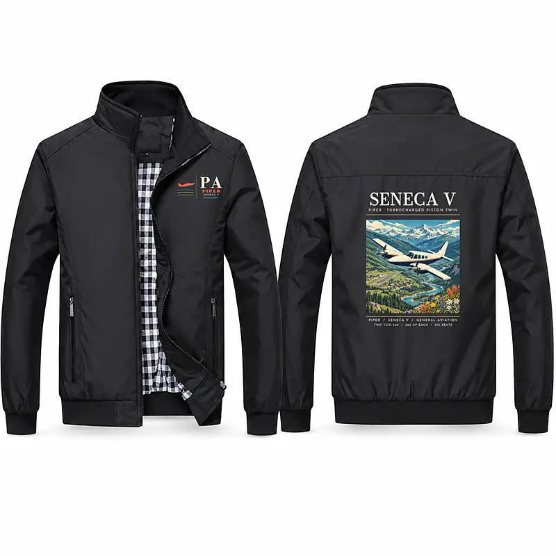 Piper PA-34-220T Seneca V Stylish Jackets - Stand Collar - Poster - Black