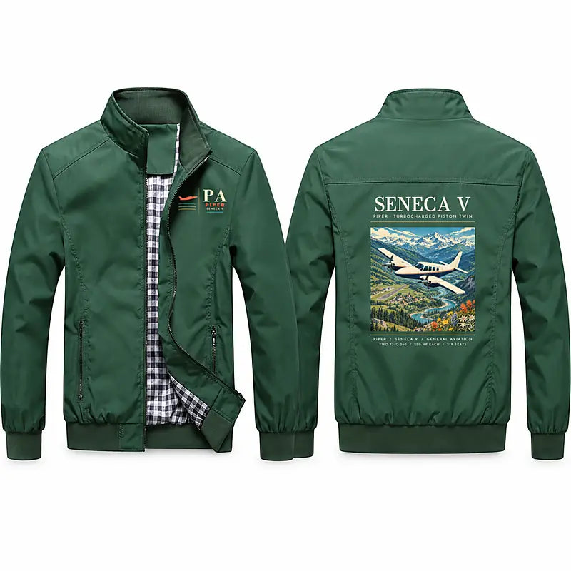 Piper PA-34-220T Seneca V Stylish Jackets - Stand Collar - Poster - Green