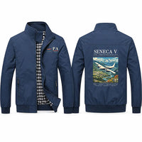 Thumbnail for Piper PA-34-220T Seneca V Stylish Jackets - Stand Collar - Poster - Navy Blue