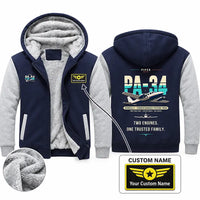 Thumbnail for Piper PA-34-220T Seneca V Zipped Sweatshirts - Original + Name - Navy & Gray