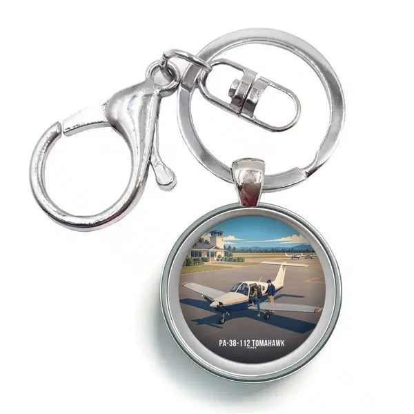 Piper PA-38-112 Tomahawk - 3D - Circle Key Chain - Full Print